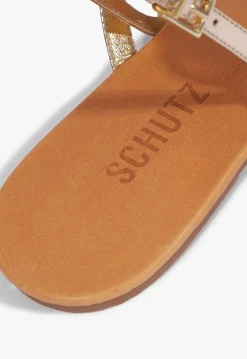 New Schutz Acacia Leather Sandal Gold
