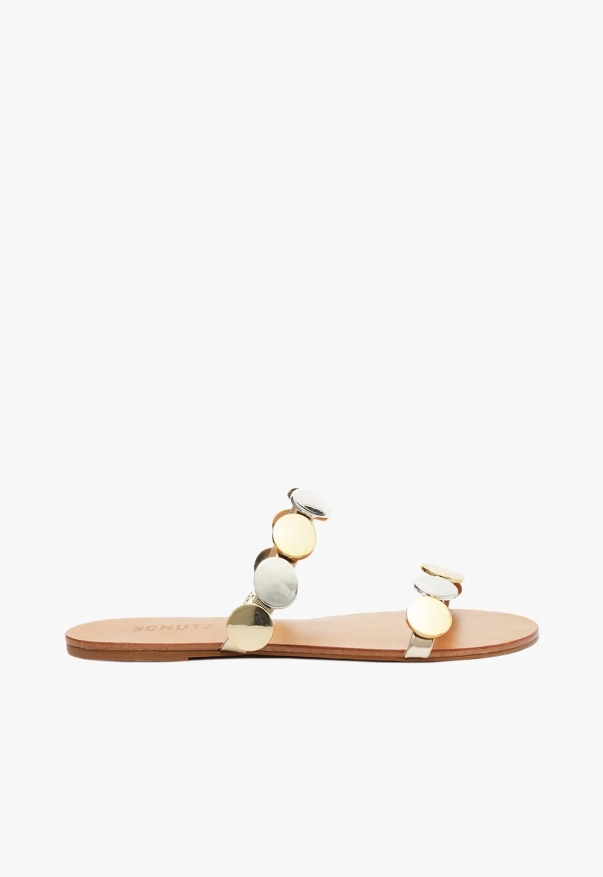 Clearance Schutz Acacia Leather Sandal Platina