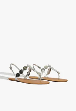Discount Schutz Acacia Leather Sandal Silver