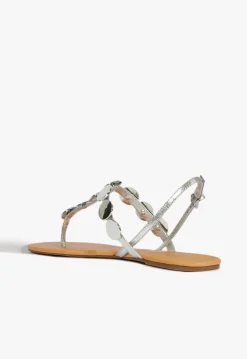 Discount Schutz Acacia Leather Sandal Silver