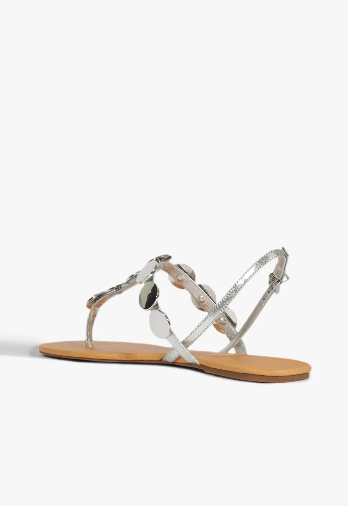 Discount Schutz Acacia Leather Sandal Silver