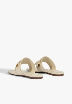 New Schutz Aria White Leather Sandal Sugar White