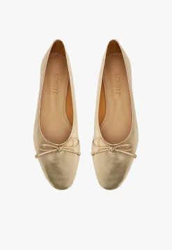 New Schutz Arissa Leather Ballet Flat Gold