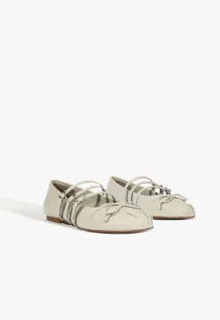 New Schutz Arissa Leather Ballet Flat Gray