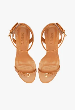 Clearance Schutz Aurora Mid Sandal Brown