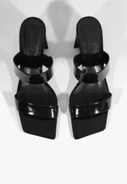 Clearance Schutz Chantal Mid Patent Sandal Black