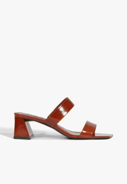 Clearance Schutz Chantal Mid Patent Sandal Brown