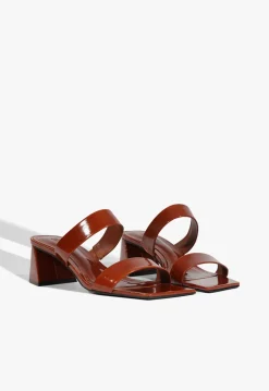 Clearance Schutz Chantal Mid Patent Sandal Brown