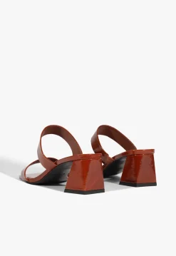 Clearance Schutz Chantal Mid Patent Sandal Brown