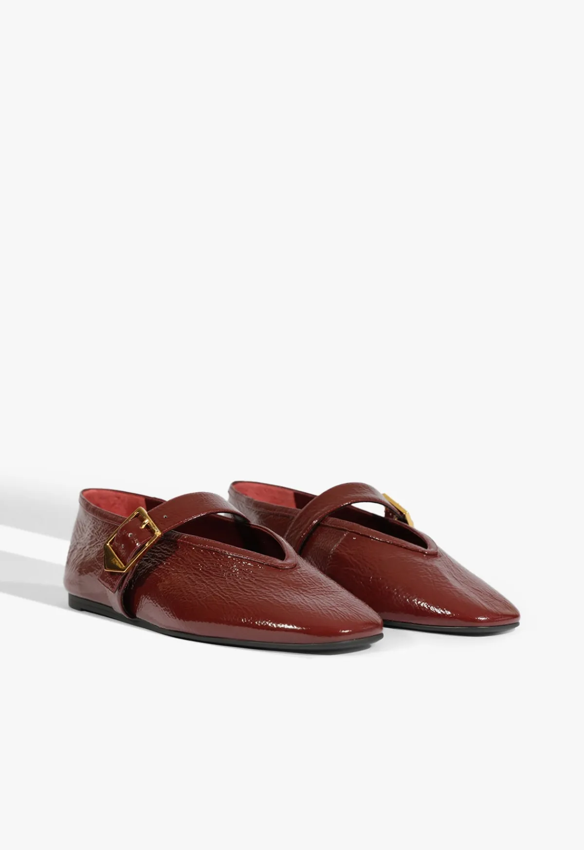 Clearance Schutz Courtney Buckle Patent Flat Red