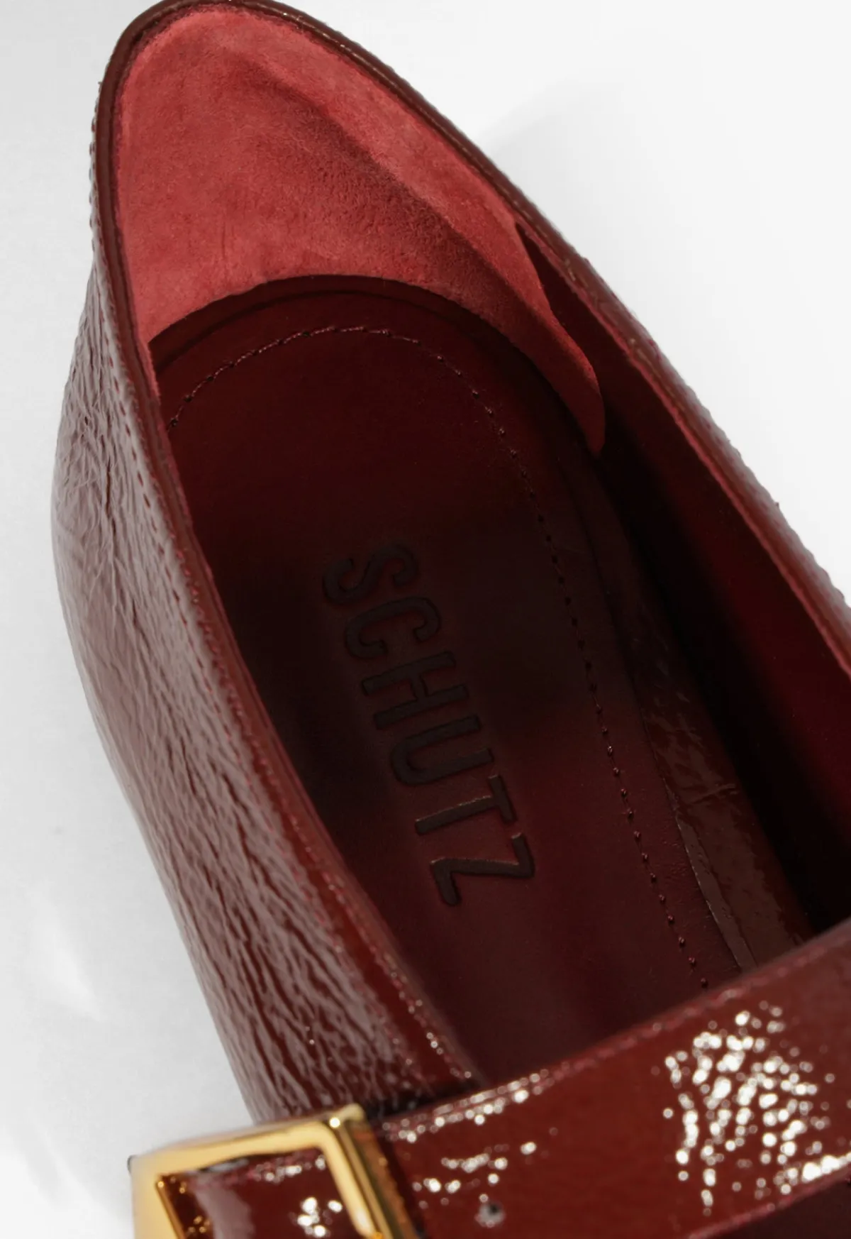 Clearance Schutz Courtney Buckle Patent Flat Red
