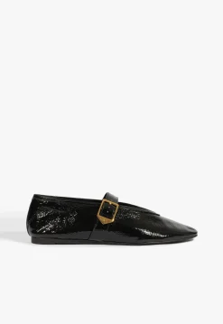 Fashion Schutz Courtney Buckle Patent Flat Black
