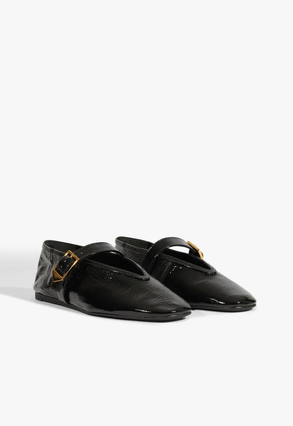 Fashion Schutz Courtney Buckle Patent Flat Black