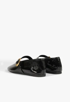Fashion Schutz Courtney Buckle Patent Flat Black