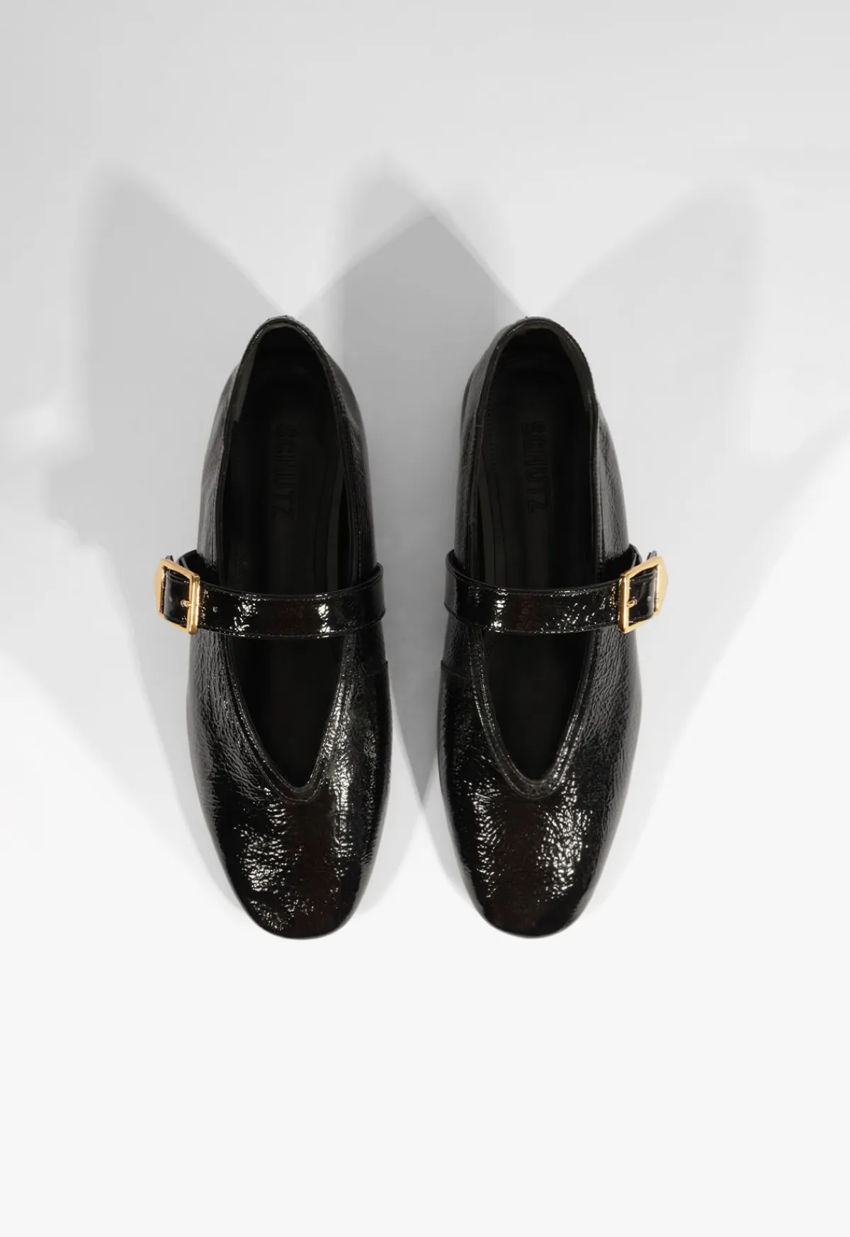 Fashion Schutz Courtney Buckle Patent Flat Black
