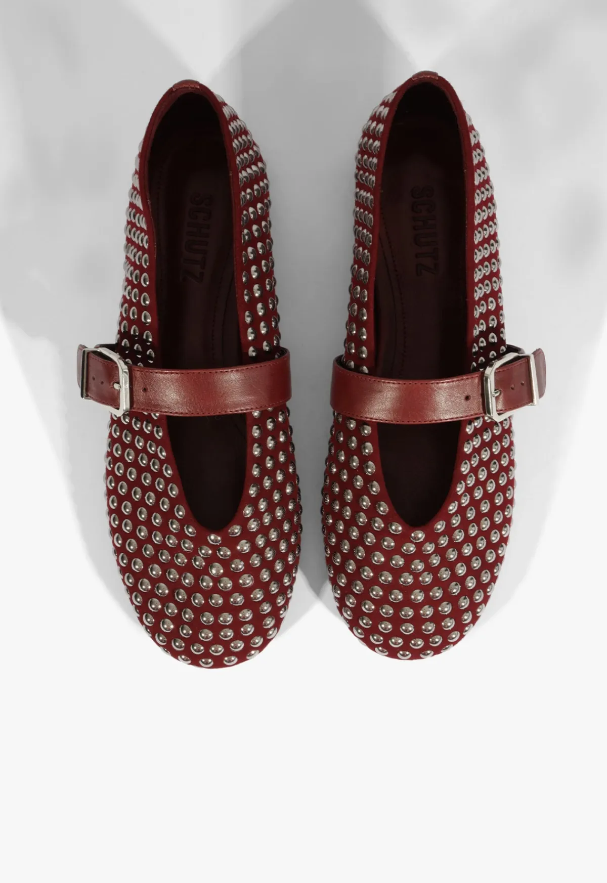 Discount Schutz Eiza Shine Suede Flat Red