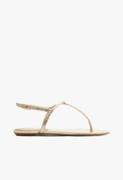 New Schutz Elsha Flat Sandal Gold