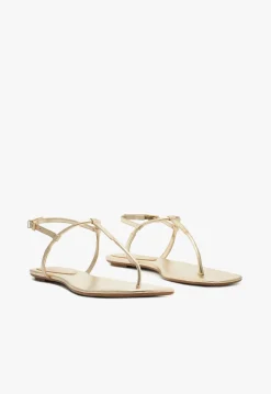 New Schutz Elsha Flat Sandal Gold