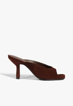 Clearance Schutz Finley Suede Sandal Chestnut Brown