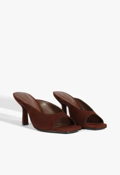 Clearance Schutz Finley Suede Sandal Chestnut Brown