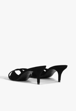 New Schutz Hilda Leaf Mule Suede Sandal Black