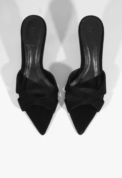New Schutz Hilda Leaf Mule Suede Sandal Black