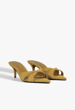 Sale Schutz Hilda Leaf Mule Suede Sandal Yellow