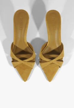 Sale Schutz Hilda Leaf Mule Suede Sandal Yellow