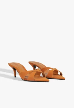 Discount Schutz Hilda Leaf Mule Suede Sandal Brown