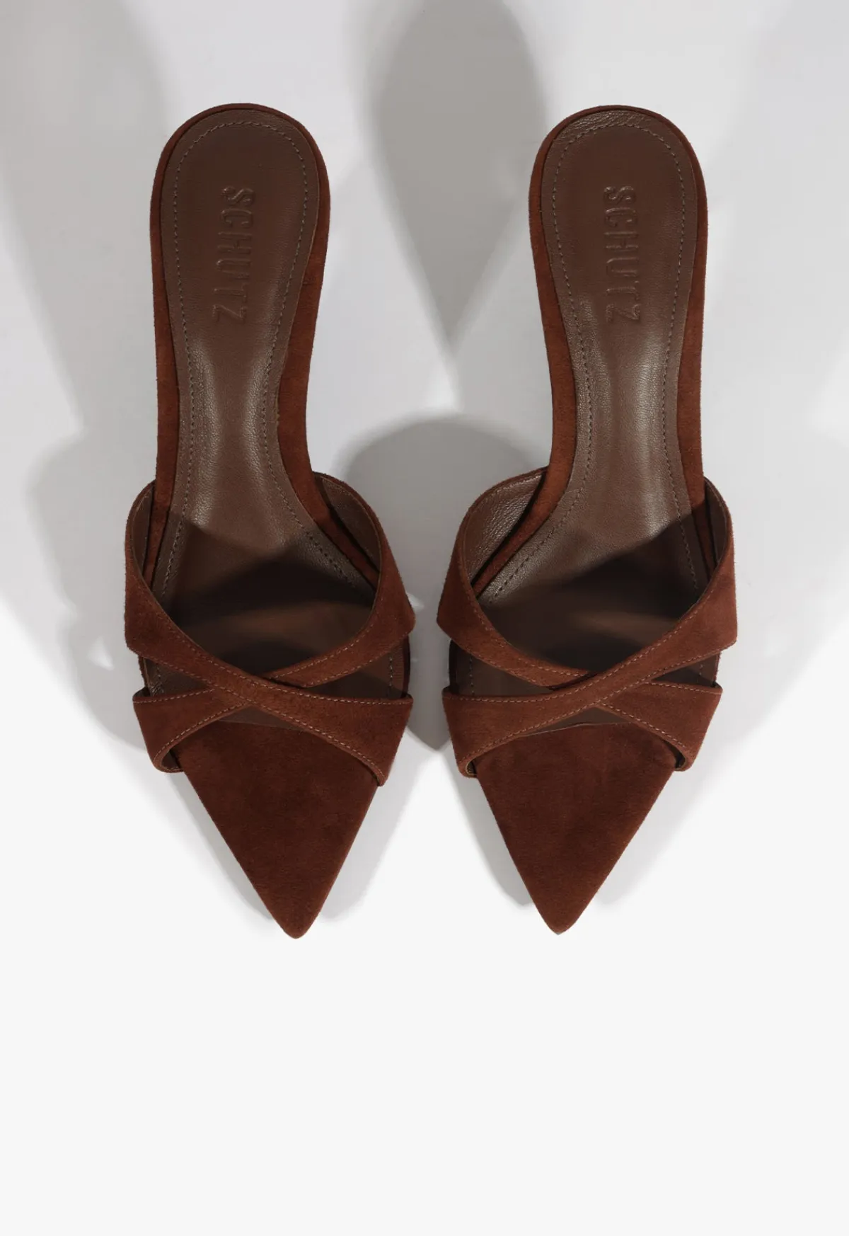 Fashion Schutz Hilda Leaf Mule Suede Sandal Brown