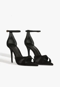 Discount Schutz Hilda Leaf Suede Sandal Black