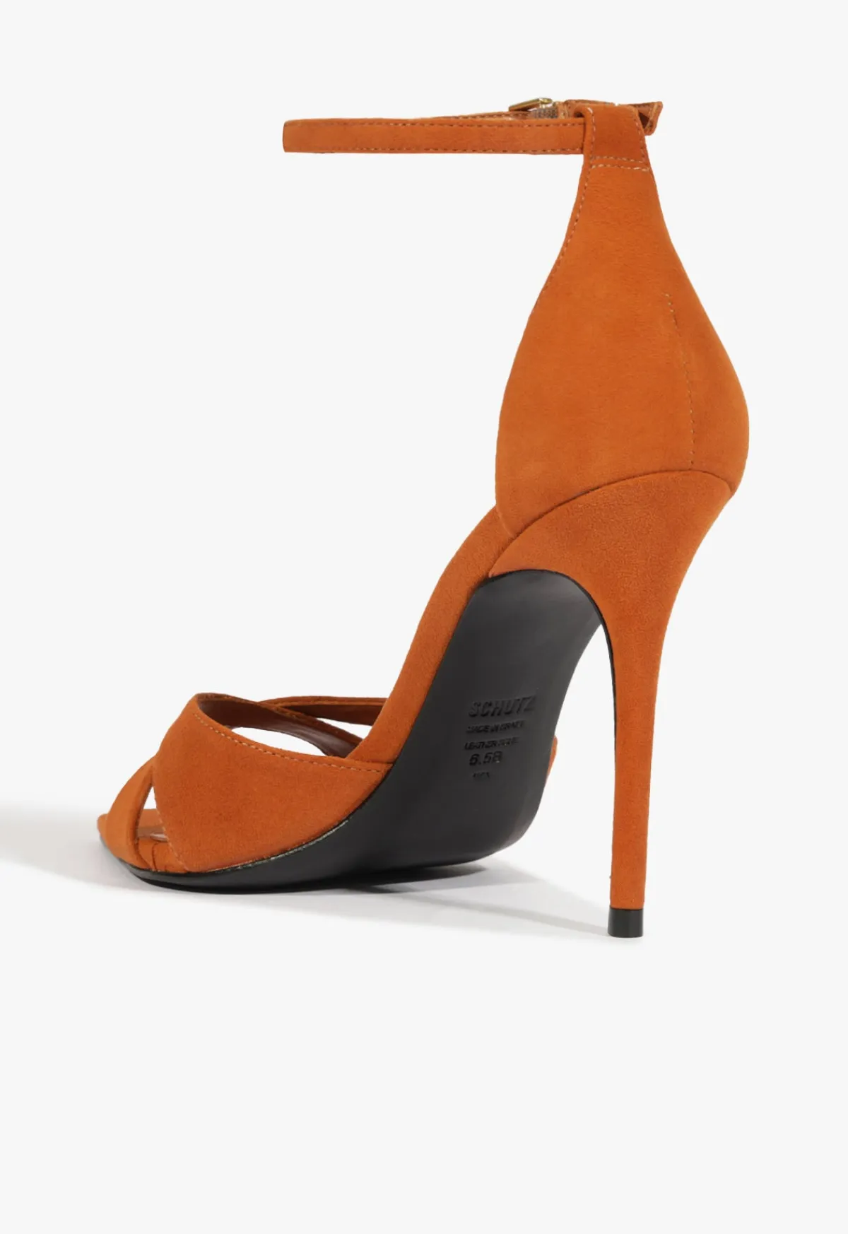 Discount Schutz Hilda Leaf Suede Sandal Brown