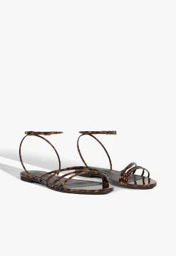 Clearance Schutz Inez Leather Flat Sandal Animal Print