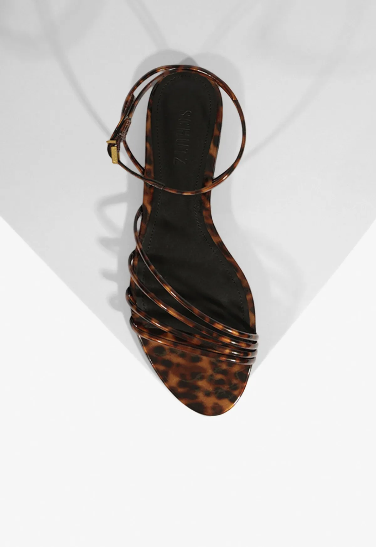 Clearance Schutz Inez Leather Flat Sandal Animal Print