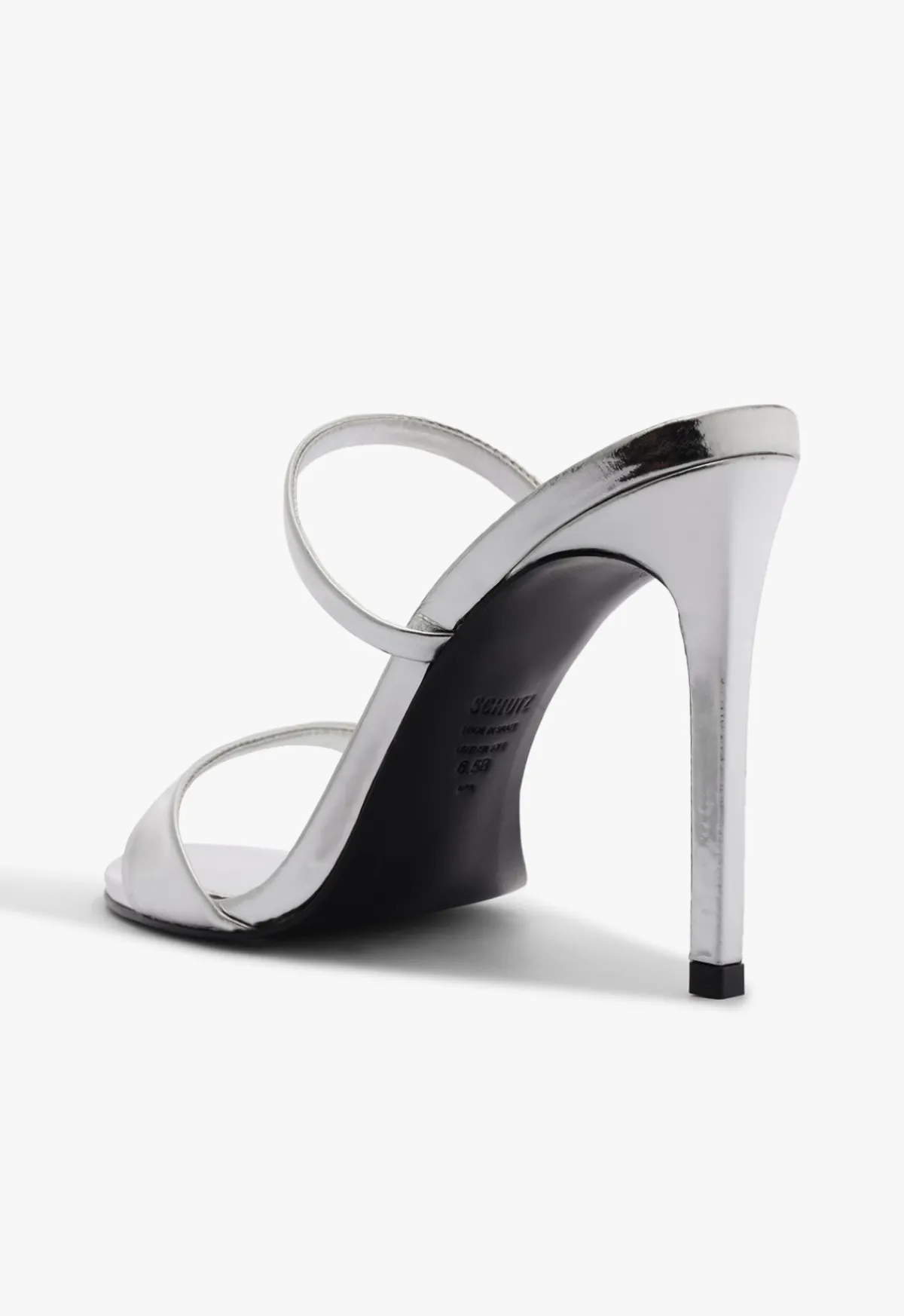 New Schutz Jessica Mule Metallic Sandal Silver