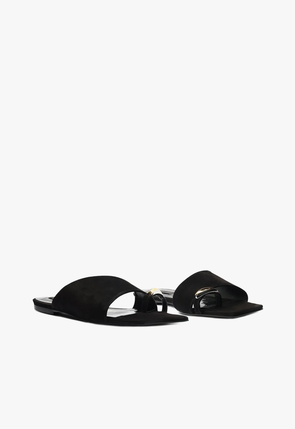 Online Schutz Jodie Leather Flat Sandal Black