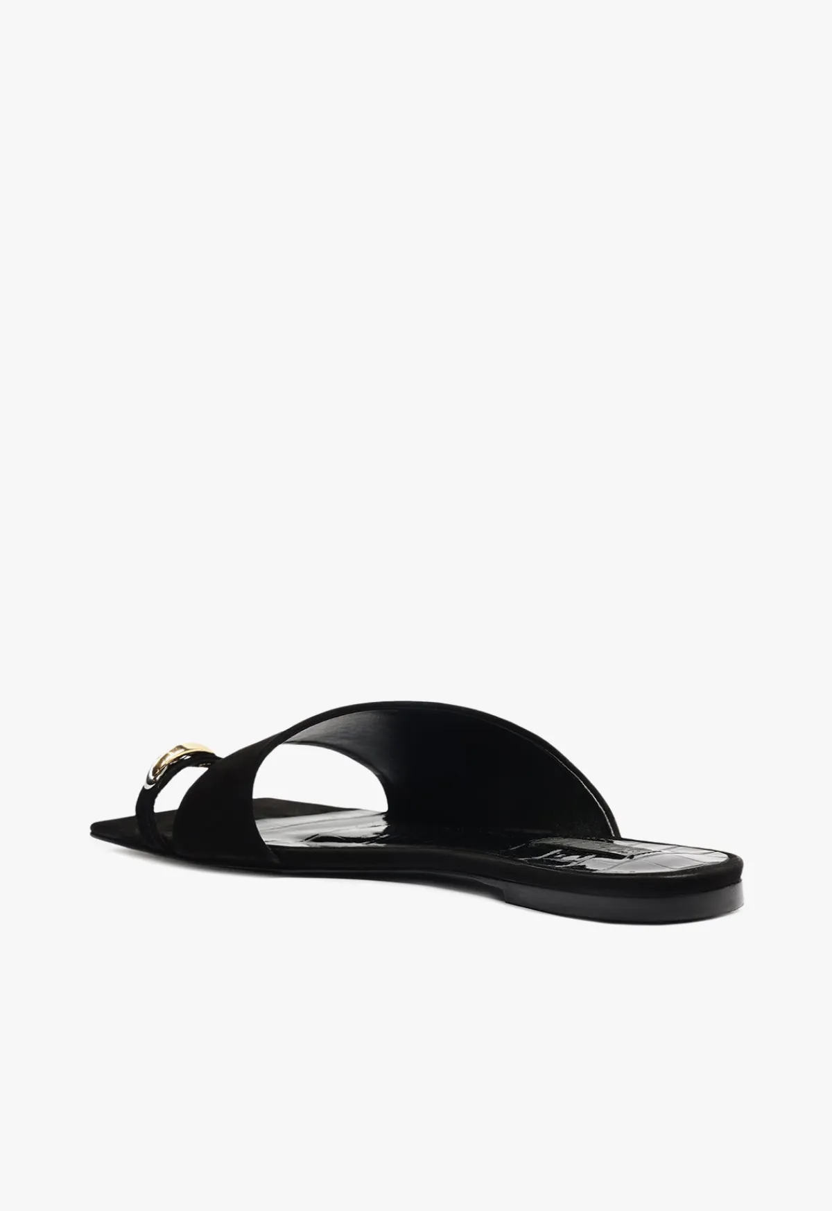 Online Schutz Jodie Leather Flat Sandal Black