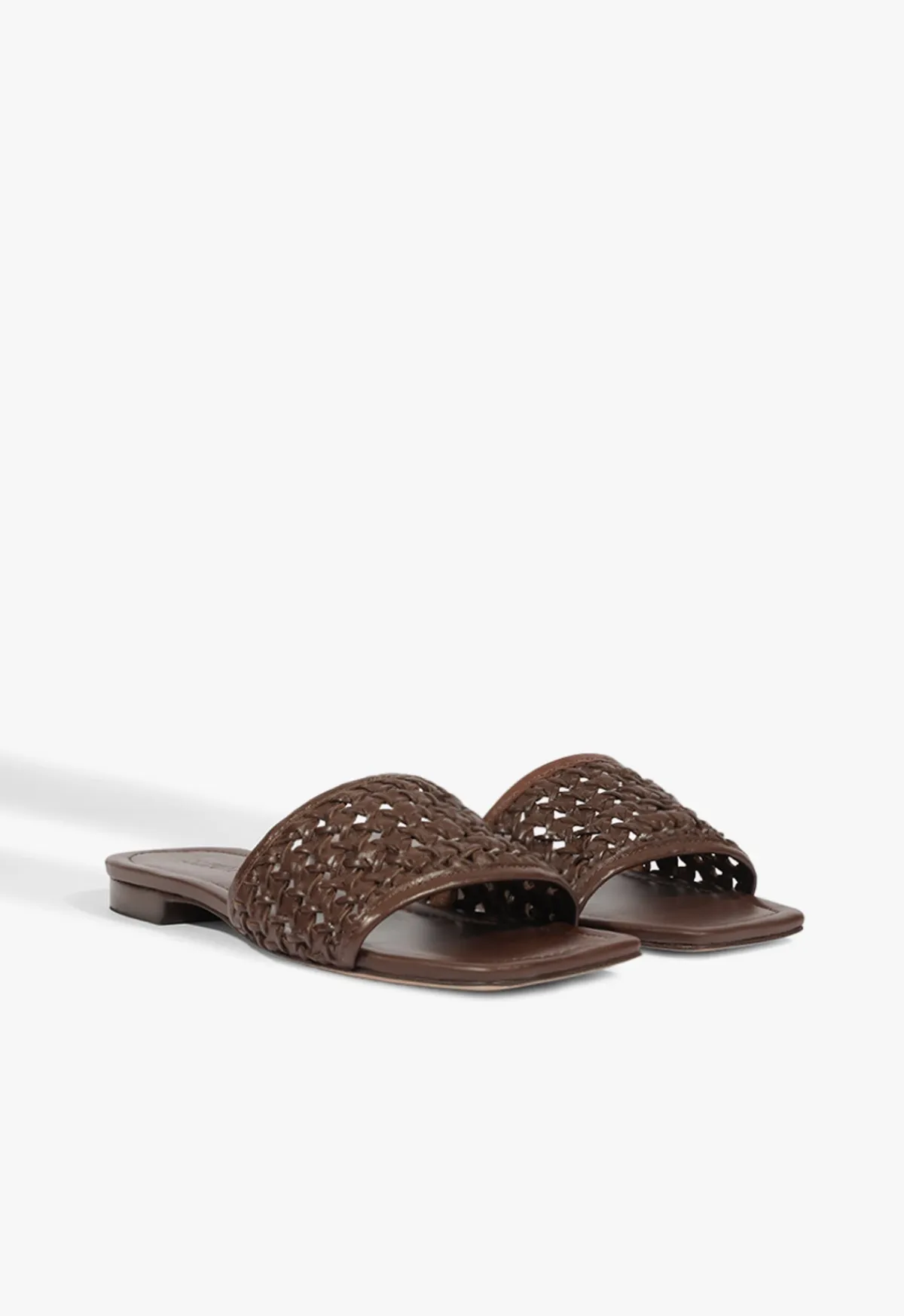 Clearance Schutz Juliet Brown Leather Flat Sandal Root Brown