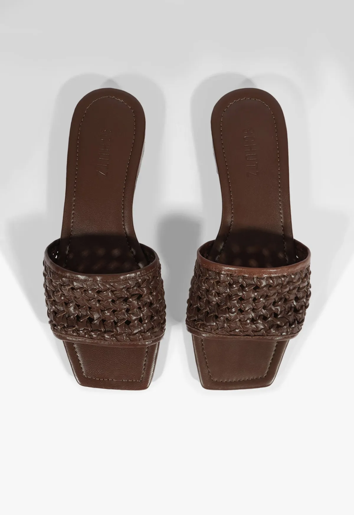 Clearance Schutz Juliet Brown Leather Flat Sandal Root Brown