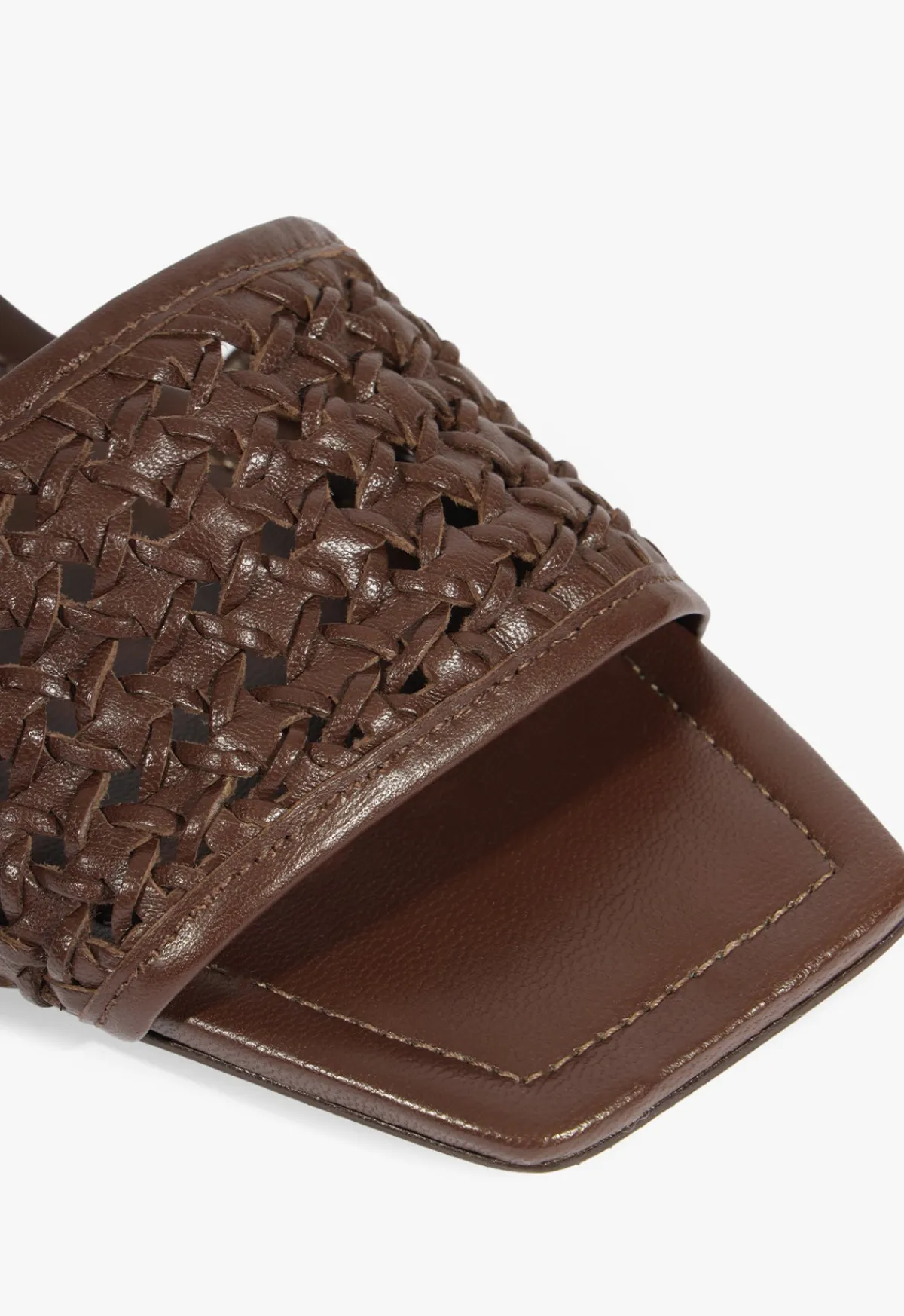 Clearance Schutz Juliet Brown Leather Flat Sandal Root Brown