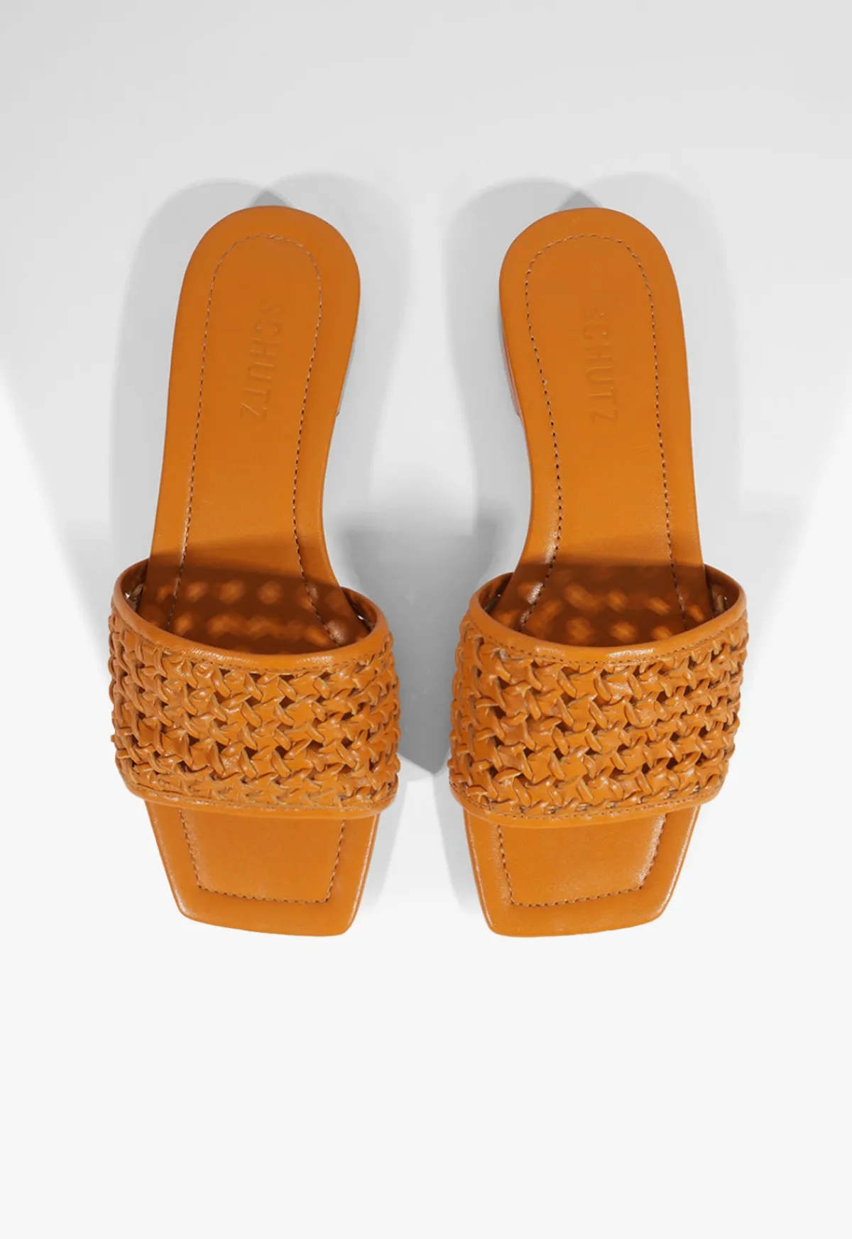 Clearance Schutz Juliet Leather Flat Sandal Inca Gold