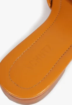 Clearance Schutz Juliet Leather Flat Sandal Inca Gold