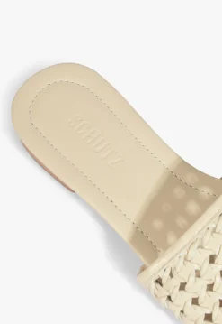 Sale Schutz Juliet White Leather Flat Sandal Off White