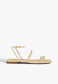 Sale Schutz Kaya Leather Flat Sandal Beige