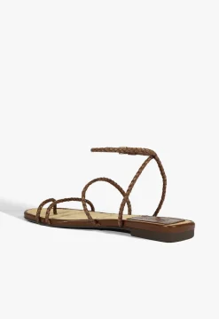 Sale Schutz Kaya Leather Flat Sandal Brown