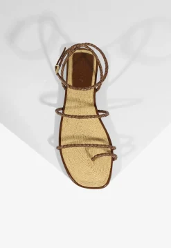 Sale Schutz Kaya Leather Flat Sandal Brown