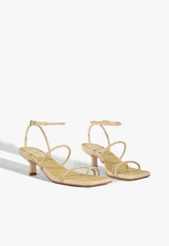Discount Schutz Kaya Straw Mid Sandal Beige