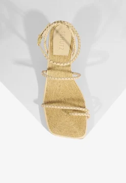 Discount Schutz Kaya Straw Mid Sandal Beige