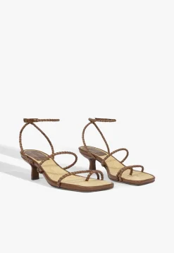 Discount Schutz Kaya Straw Mid Sandal Brown