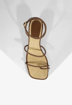 Discount Schutz Kaya Straw Mid Sandal Brown